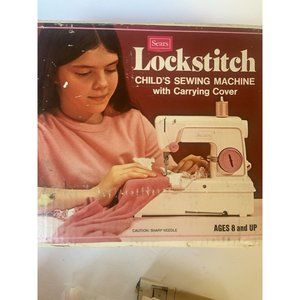 Vintage Sears Lockstitch Child’s Sewing Machine W/ Storage Case In Original Box